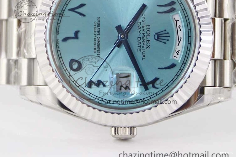 MiroTime 0219 Comfortable Day Date 40mm SS 904L Steel TWF 1:1 Best Edition Ice Blue Arabic Dial on SS Bracelet A 2357